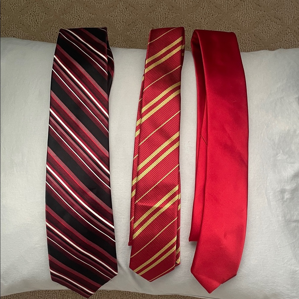 Covington Red and Black Striped + Gold Accent Necktie Set - 3 Pack